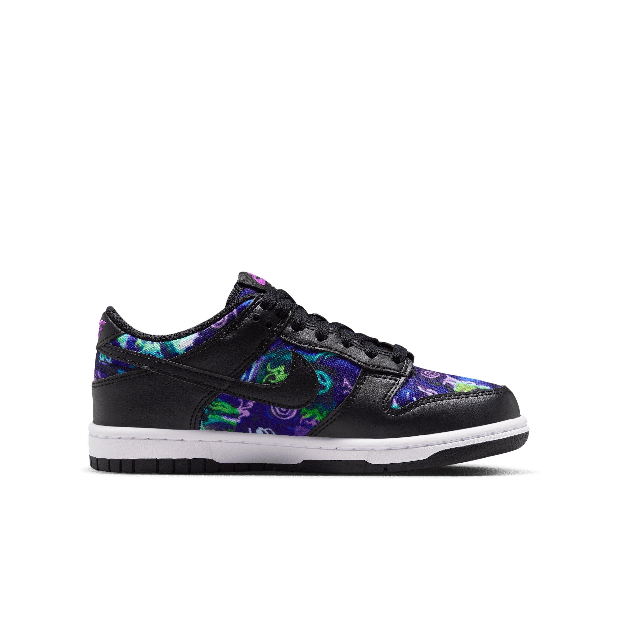 Nike Dunk Low "Multi-Color/Vivid Purple/Metallic Silver/Black" Grade School Girls' Shoe - MULTI COLOR/PURPLE/SILVER/BLACK